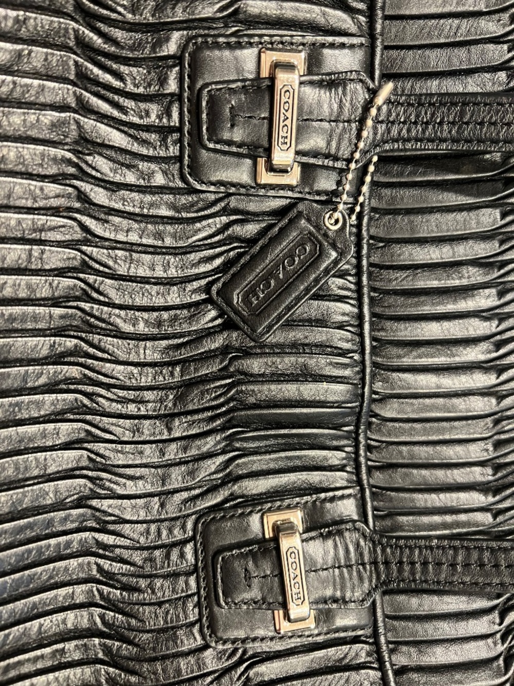 Coach Taylor Pleated Gathered Alexis Leather Satchel Carryall Tote in Black - Picture 11 of 15